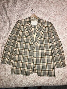 Vintage Johnny Carson Plaid Tweed 3pc Suit